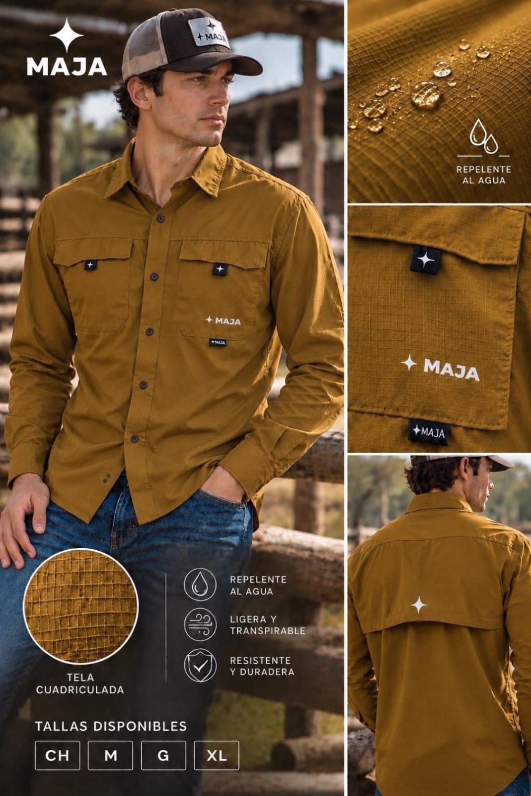 Camisa Pescadora Outdoor – Color Camello Mja