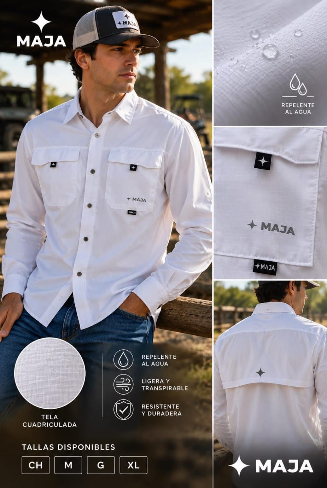 Camisa Pescadora Outdoor – Color Blanco Mate Mja