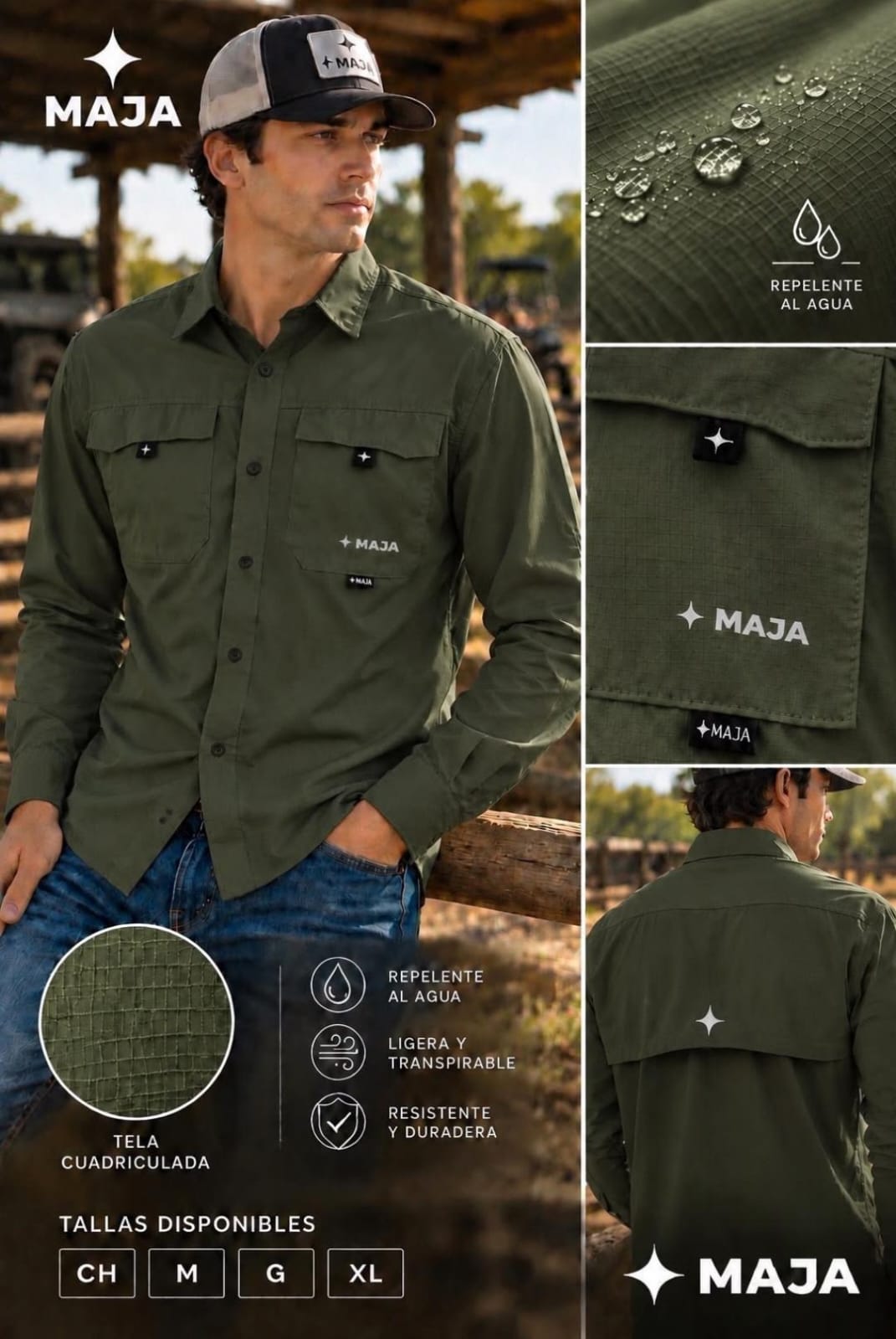 Camisa pescador outdoor -  Color verde Mja