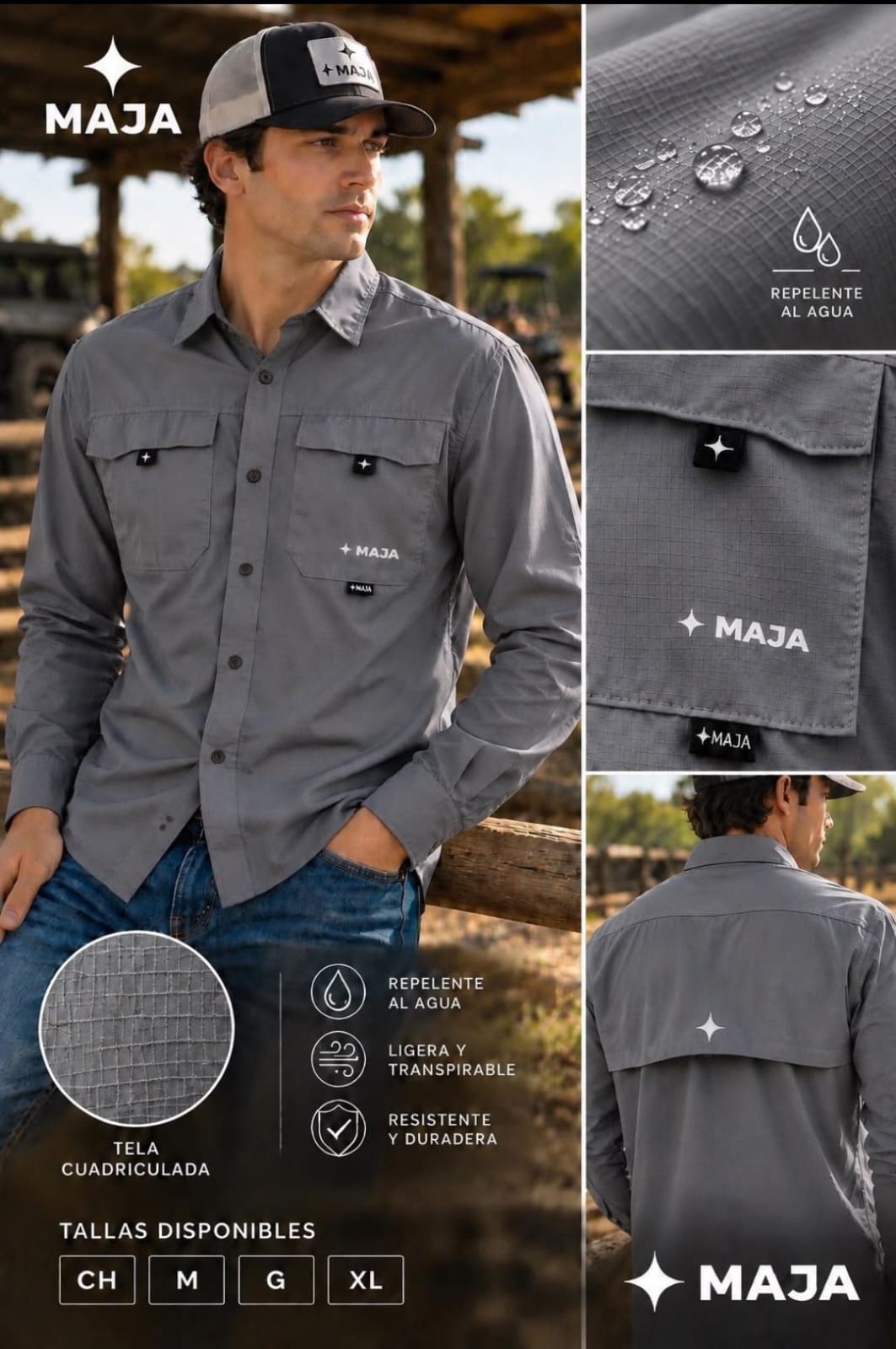 Camisa pescador outdoor - Color Gris Mja